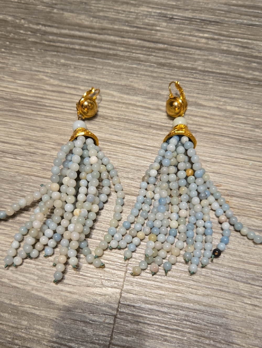 Kenneth Jay Lane Amazonite Tassel Earrings - Picture 1 of 5